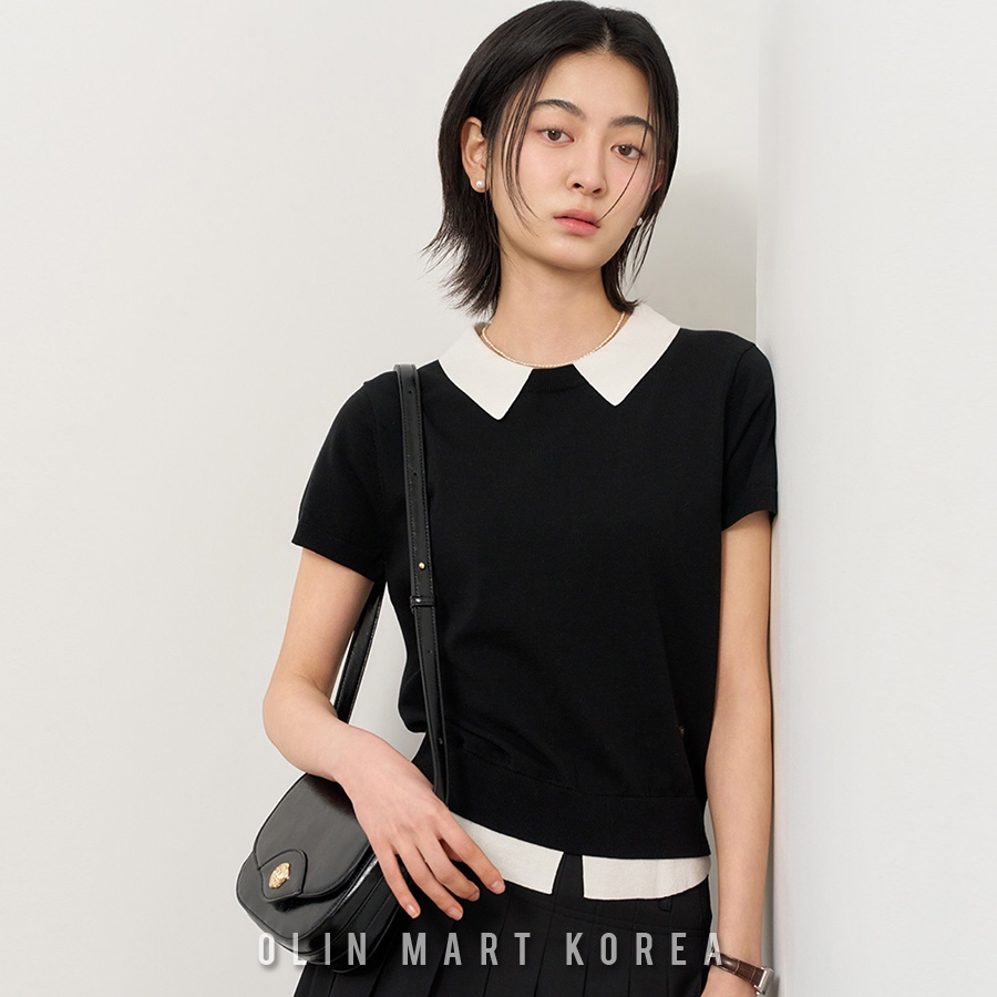 GENERAL IDEA Tencel Collar Layered Half Pullover