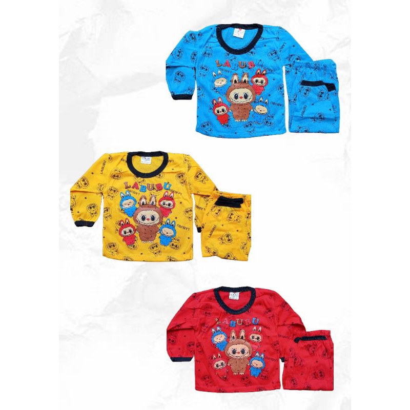 Promo Paket Hemat 3 Pcs Setelan Baju Anak Labubu Lengan Panjang Unisex Usia 2-3 Tahun Gratis 1 pcs C