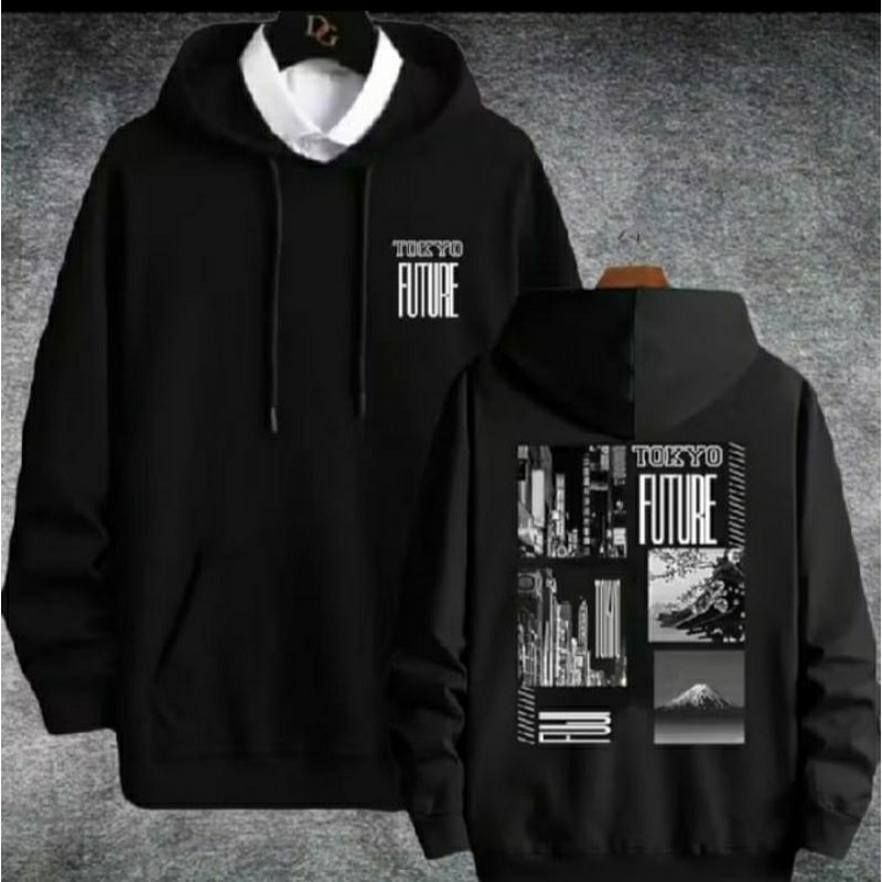 Sweater hoodie pria wanita distro gambar depan belakang