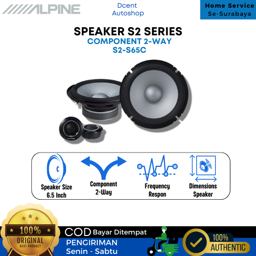 Speaker Audio Mobil - Alpine S2 Series - 6.5 Inch - 2-Way Speaker - Speaker Mobil - Plug N Play - 10