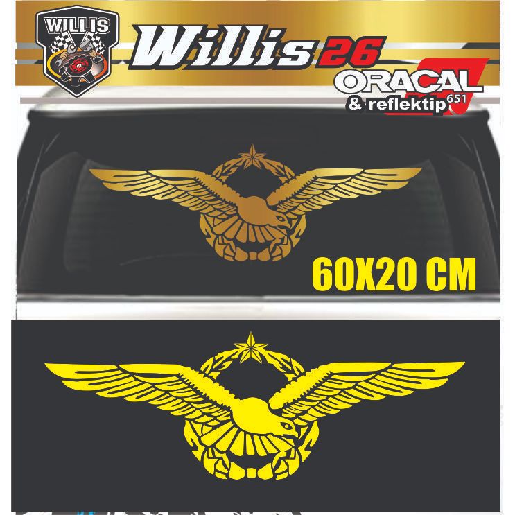STICKER CUTTING BREVET WING PENERBANG TNI AU STIKER KACA MOBIL
