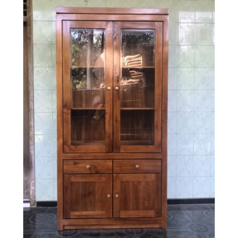 LEMARI HIAS PAJANGAN JATI 2 PINTU READY STOCK