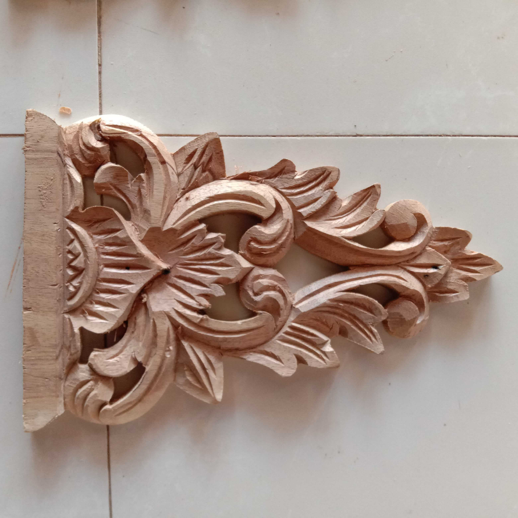 Custom Ukir Tempel Tiang Soko Ukuran Jendela Kayu Mahoni Solid