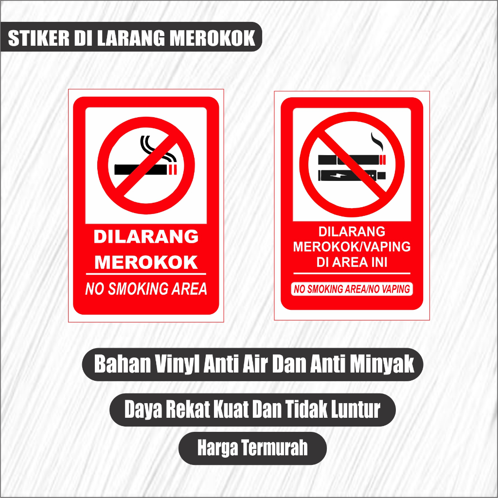 

Stiker Dilarang Merokok/Stiker No Smoking Area/Stiker Di Larang Vape/Stiker No Vaping Area/Stiker Vaping/Stiker Smoking