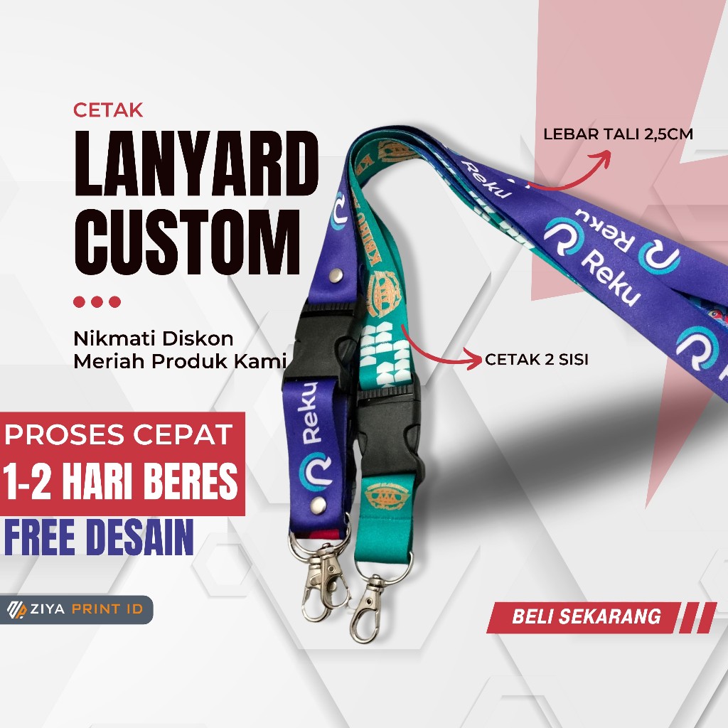 

Tali Lanyard Printing Custom Tali Lebar 2,5cm | Cetak 2 sisi