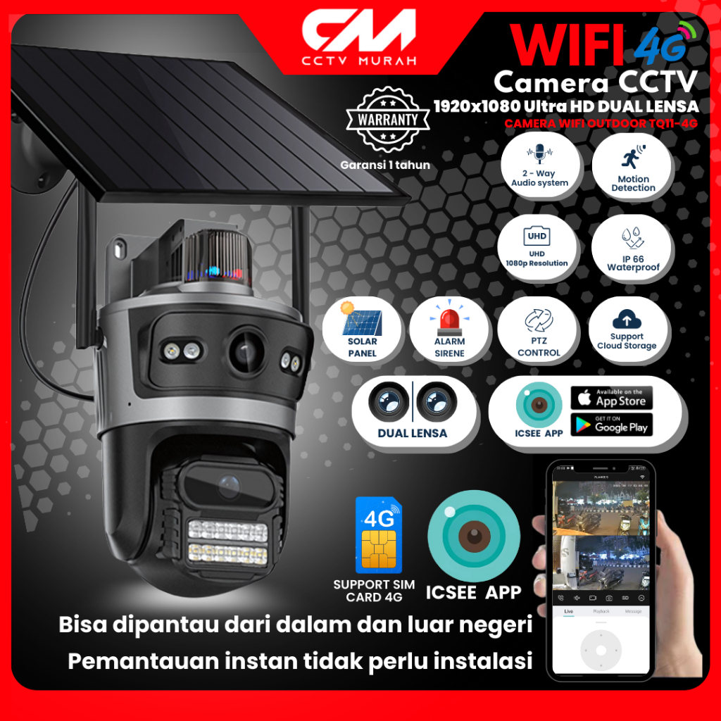 ICSEE CCTV WIFI Simcard 4G Solar Panel CCTV  Outdoor WIFI IP Camera Motion Detection Waterproof PTZ