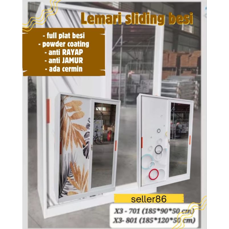 LEMARI SLIDING BESI MURAH / LEMARI BAJU BESI PINTU GESER / LEMARI BESI 2 PINTU 3 PINTU BANDUNG