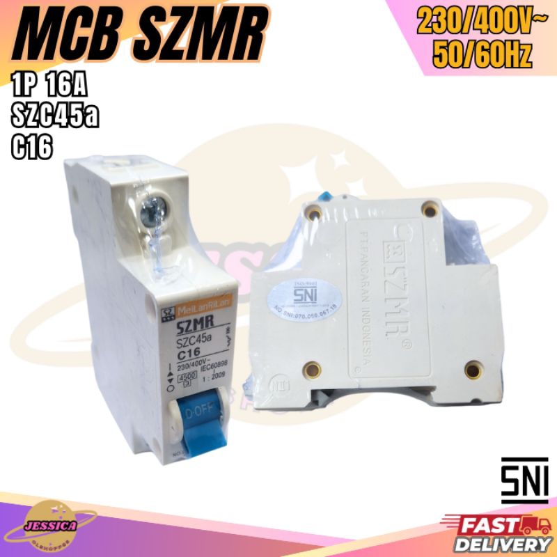 MCB SZMR 16A/16 Ampere Listrik PLN/Ampere Pemutus Arus Listrik/MCB SZMR 16 Ampere/Pemutus Arus Listr