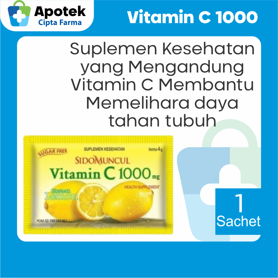 Sidomuncul Vitamin C 1000mg Sachet Vitamin C Sidomuncul 1000 Mg Rasa Lemon Vitamin E Vitamin B3 Vita