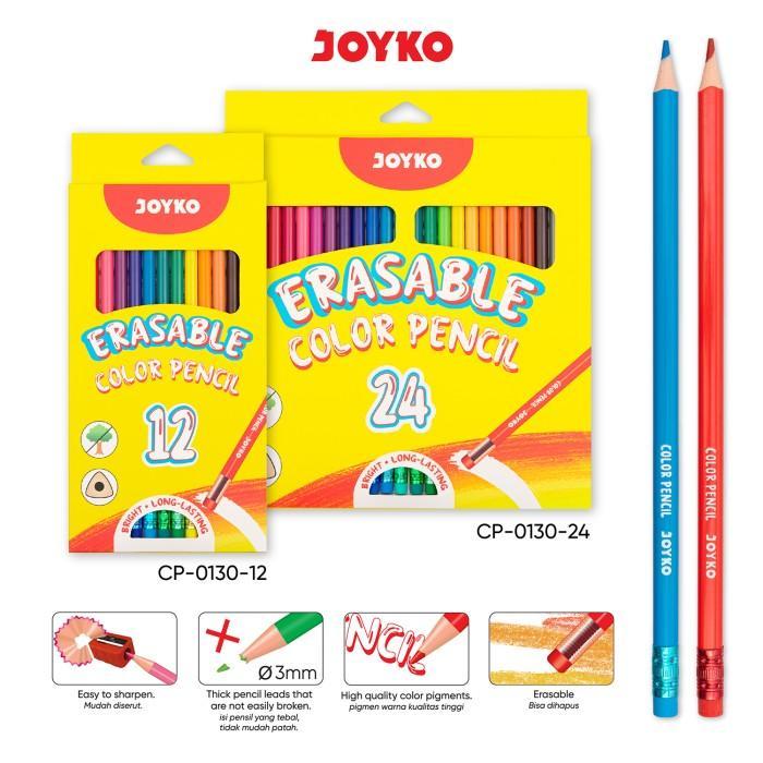 

Erasable Color Pencil Pensil Warna 12 / 24 CP-0130 Joyko Triangle Grip Dapat Dihapus