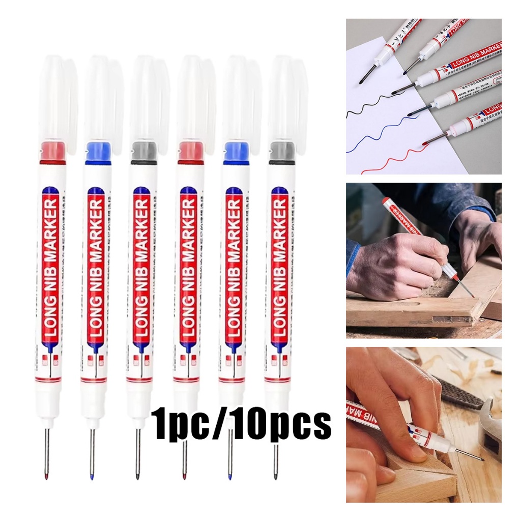 

10pcs Long Nib Head Marker Waterproof Spidol Marker Kepala Panjang Spidol Berminyak Tahan Air