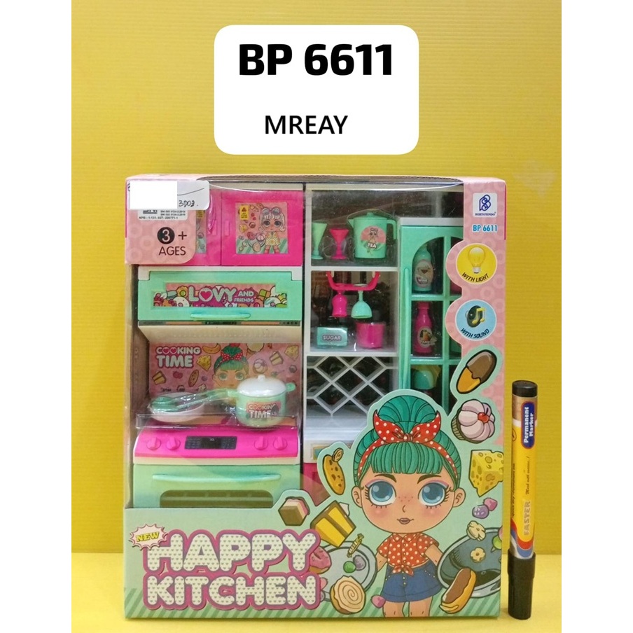 Mainan Happy kitchen BP6611 mainan lemari dapur set mainan peran edukasi anak perempuan