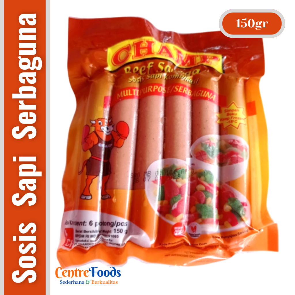 

Sosis Sapi Serbaguna - Beef Sausage CHAMP | isi 6 Pcs - 150gr [ Harga Per BKS ]