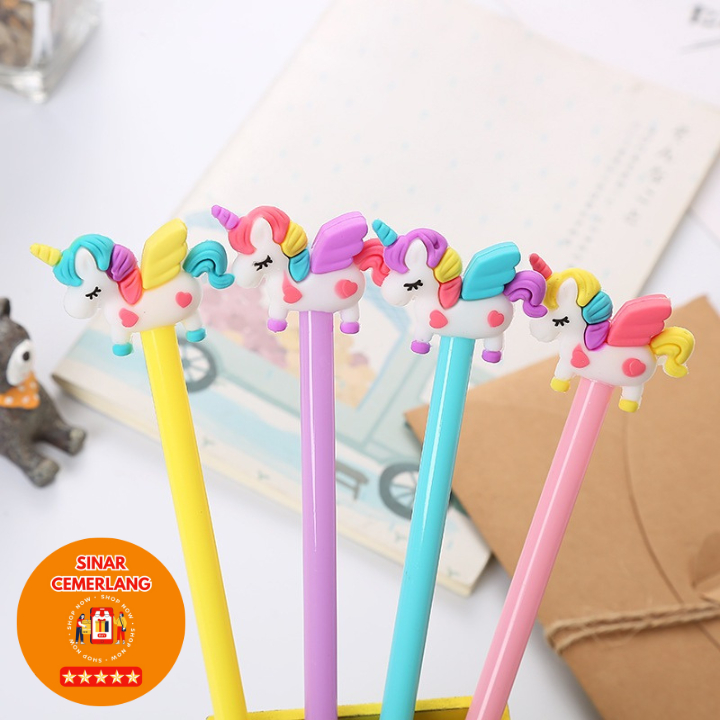 SC Pulpen UNICORN RAINBOW  Gel Pena 0.5mm / Pen Karakter Lucu Alat Tulis Kantor Sekolah Termurah