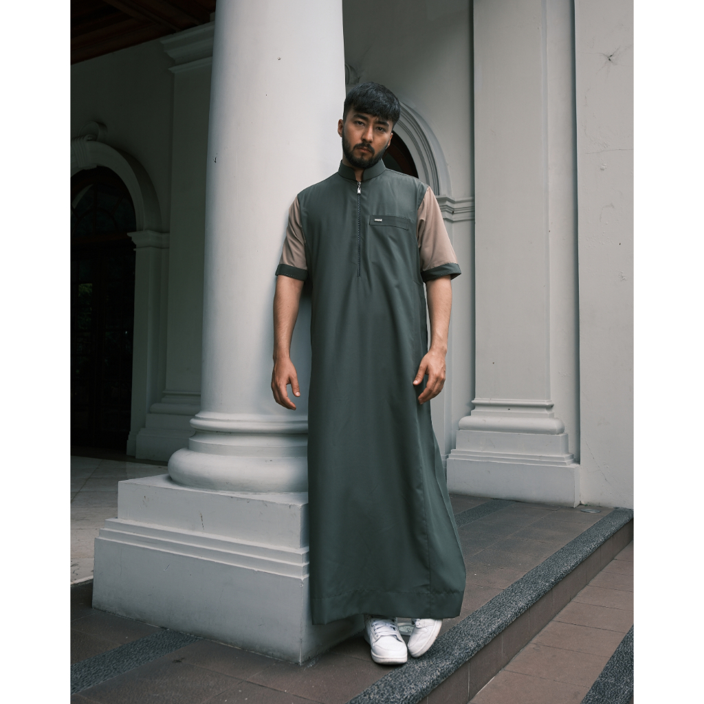 Shahama Thobe Exclusive Short Sleeve SH-158 Army