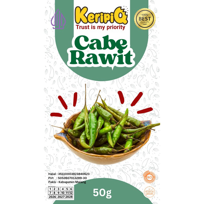 

KeripiQ Cabai Rawit 50gr Pedas Menggigit Keripik Sayur Camilan Rendah Kalori Tanpa MSG