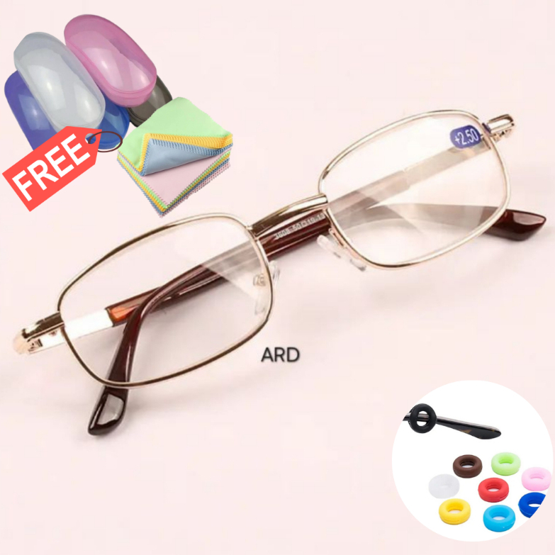 Kacamata Baca retro, dengan engsel pegas, warna Rose Gold, Kacamata rabun dekat