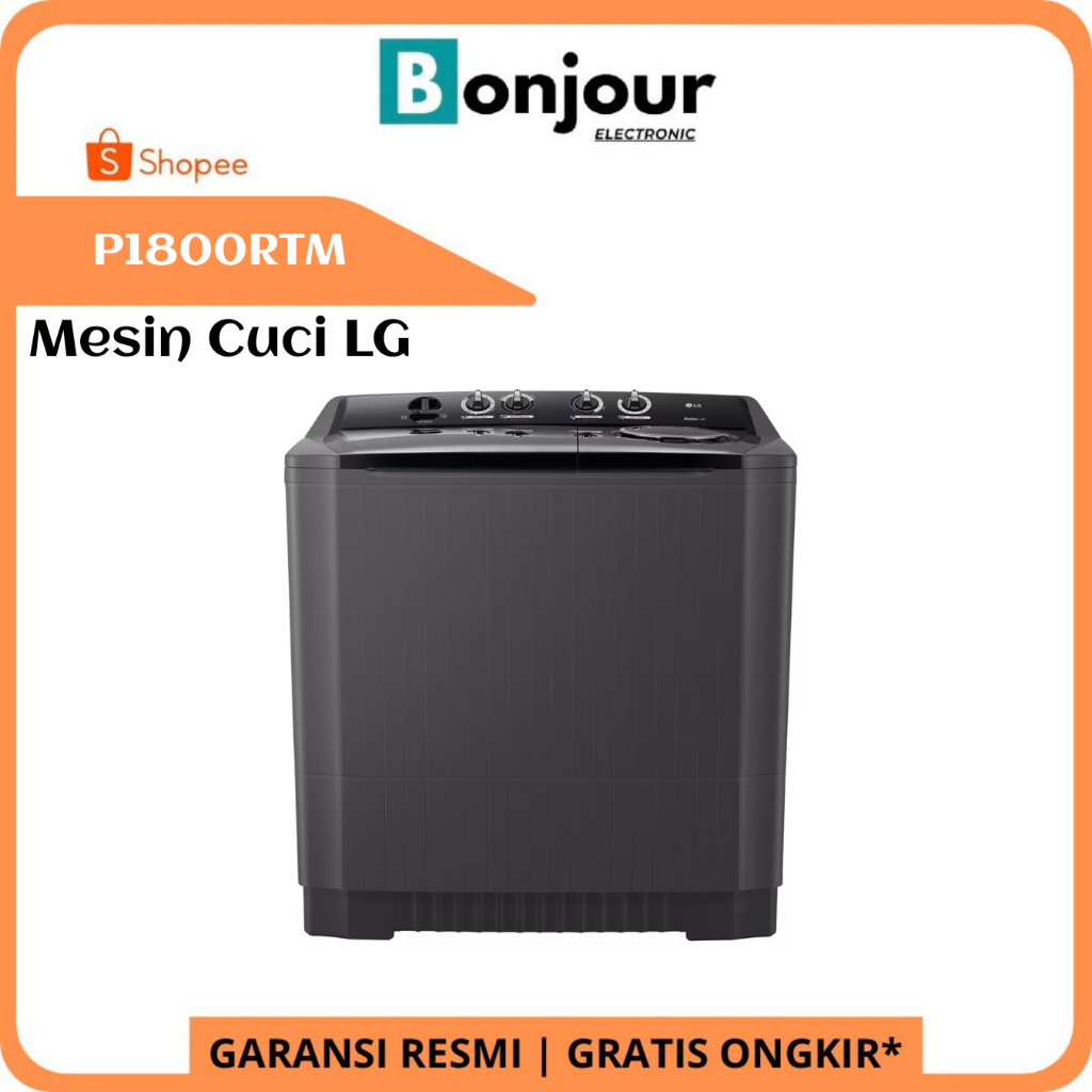 Mesin Cuci 2 Tabung LG P1800RTM Kapasitas Jumbo 18 Kg Mesin Cuci LG Roller Jet