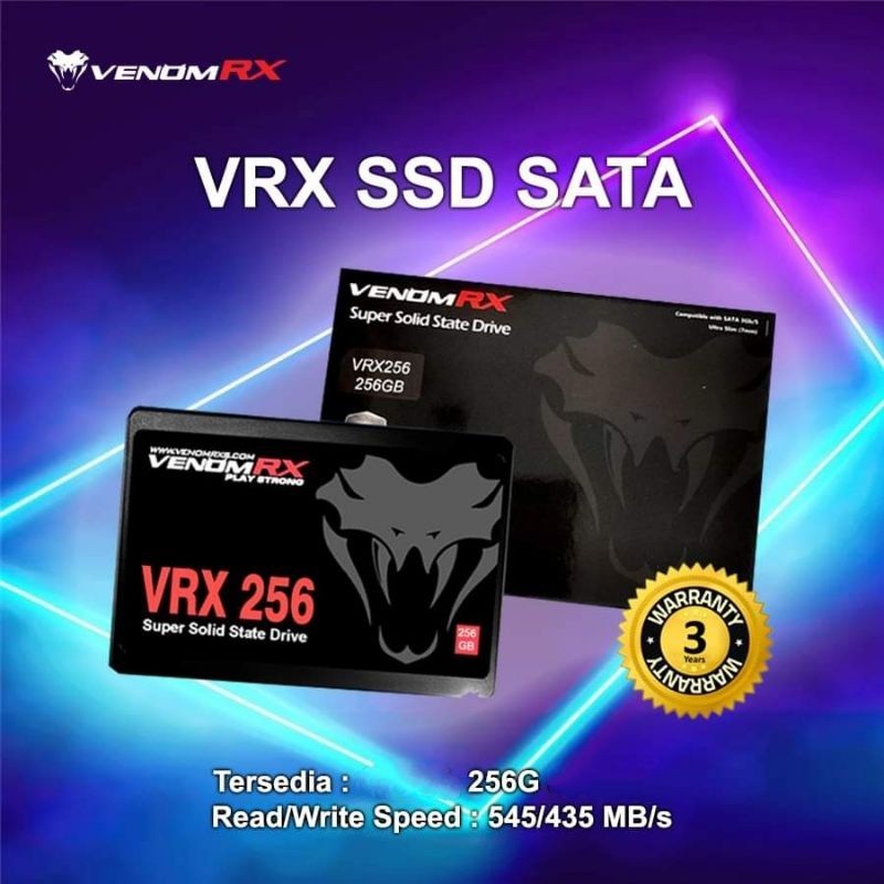 SSD Venom RX 256GB / 1TB SATA III 2.5 Inch – Max Read 550MB/s & Write 450MB/s – Garansi 3 Tahun