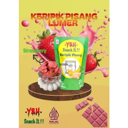 

100gram KERIPIK PISANG LUMER RASA STRAWBERRY KERIPIK PISANG CEMILAN ENAK Y&H SNACK IT