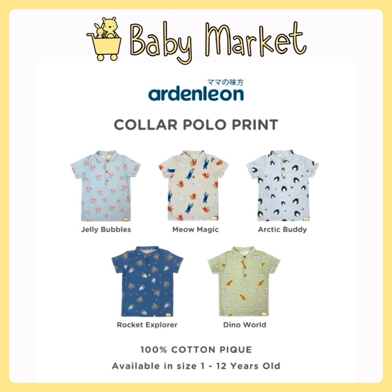 ARDENLEON Kemeja Polo Anak Collar Polo Shirt Print