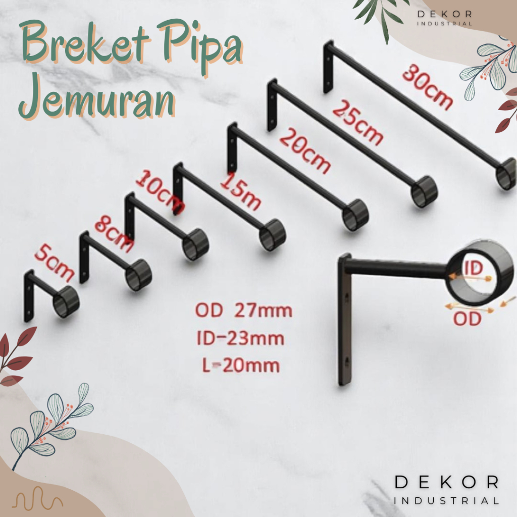 Breket besi jemuran gantungan baju Gantungan Gorden tempel | Brecket Besi ujung bulat