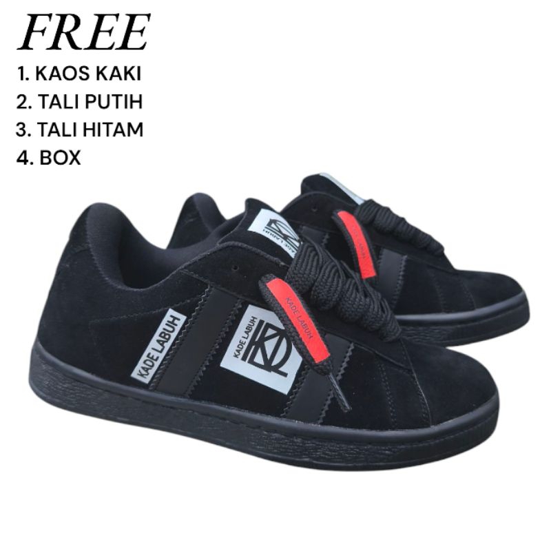Sepatu Sneakers Hitam POLOS SEPATU KADE.LABUH_ HITAM POLOS
