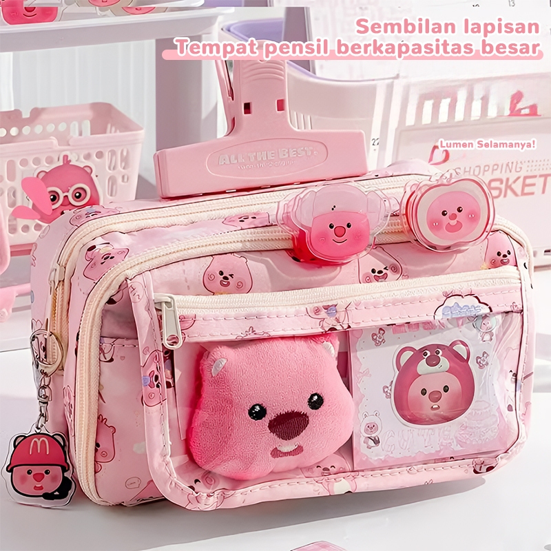 

Pinkbubbly.Tempat alat tulis kotak pensil aesthetic Tas PenaTempat Pencil Tas Pensil kapasitas besar