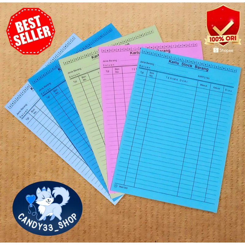 

333 Kartu Stok / Stock Barang Kecil & Besar Warna Isi 100 Lembar [ 1 Pak ]