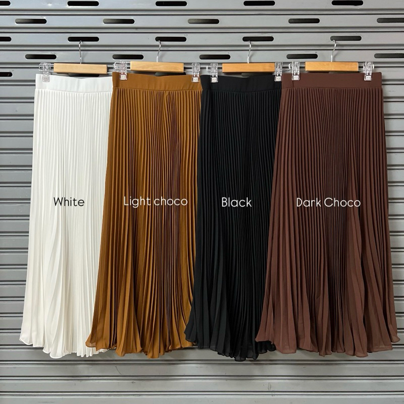 Rok Plisket Sifon Premium BKK | Rok Plisket Sifon Wanita Pangjang | Rok Panjang Hitam Wanita | Rok P