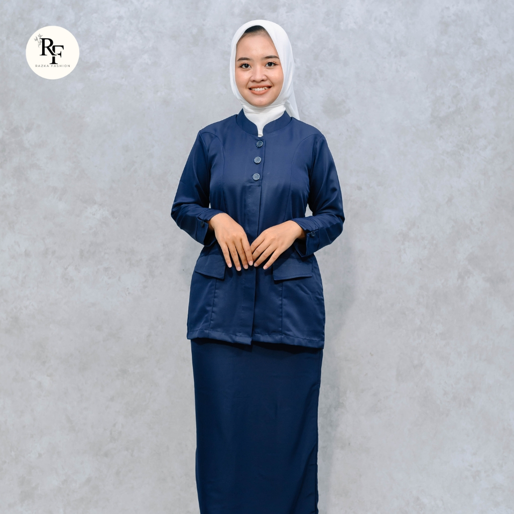 Setelan PDH Baju Seragam dinas Wanita Warna Navy/Biru Dongker Guru Terbaru 2025
