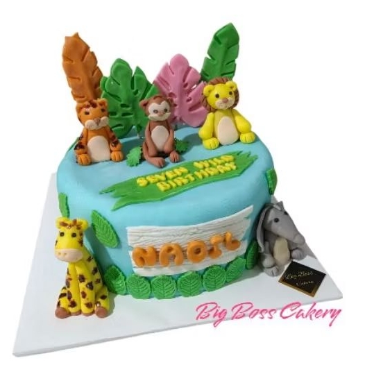 

SAFARI JUNGLE ZOO ANIMAL FONDANT CAKE
