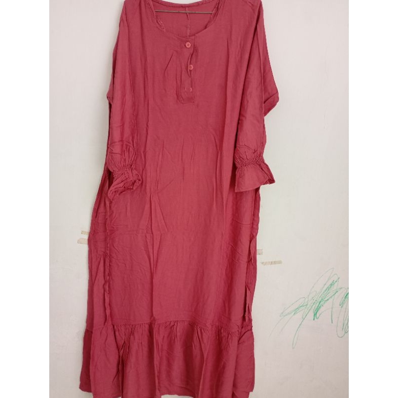 Preloved Gamis Rayon Twill premium dusty pink gamis daily