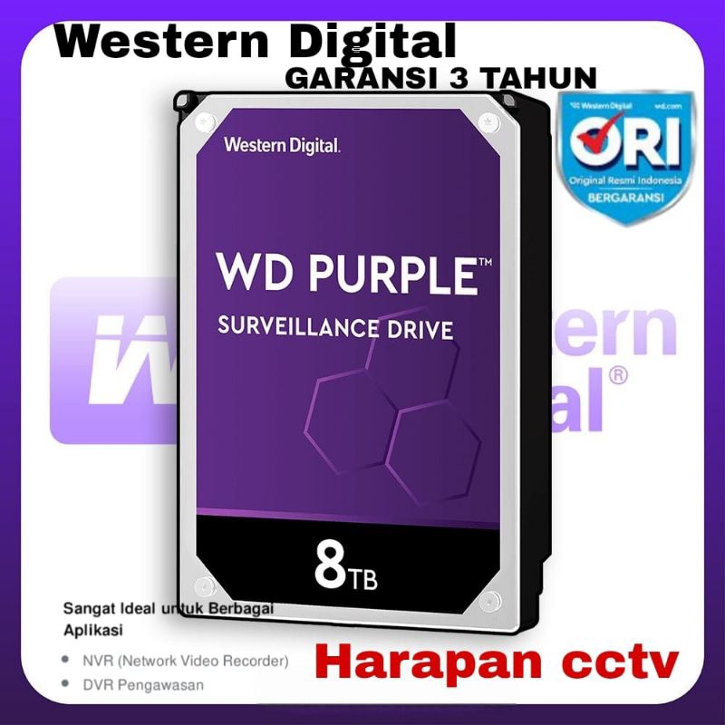 WD Purple Surveillance Hardisk 8TB / For DVR / NVR