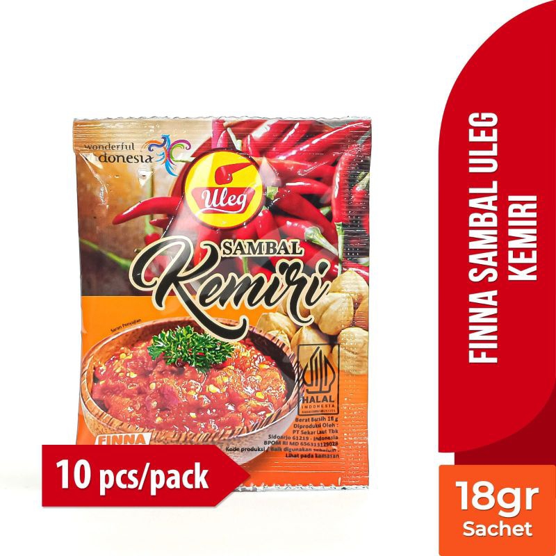 

Sambel Uleg Kemiri Finna kemasan Sachet 18gr 1 renceng isi (10 pcs)