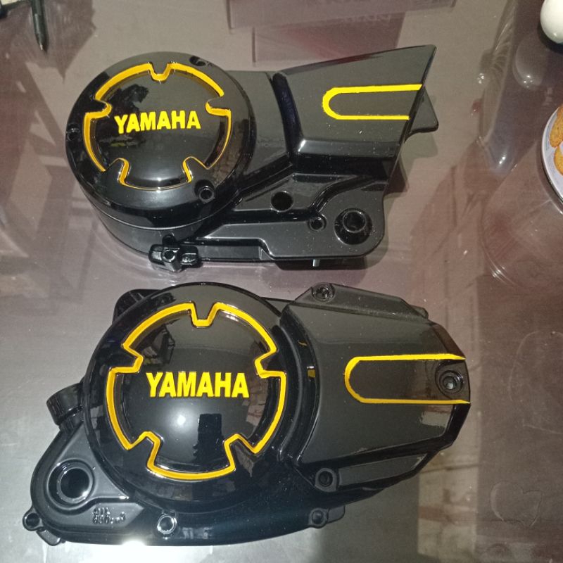 Bak kopling kanan kiri rx king warna hitam glossy lis kuning | bak kopling rx king lis kuning hitam 