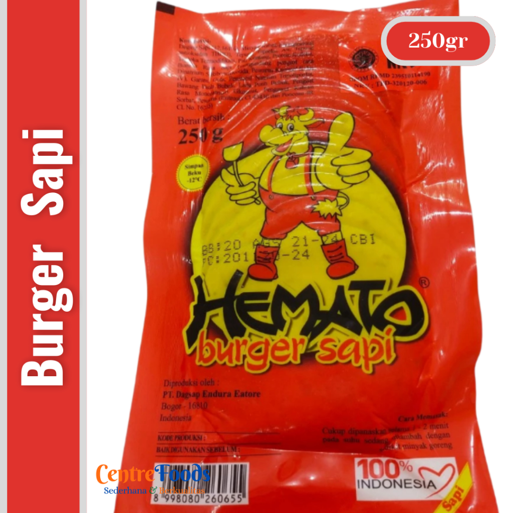 

Burger Sapi - HEMATO | Isi 10 Pcs - 250gr [ Harga Per BKS ]