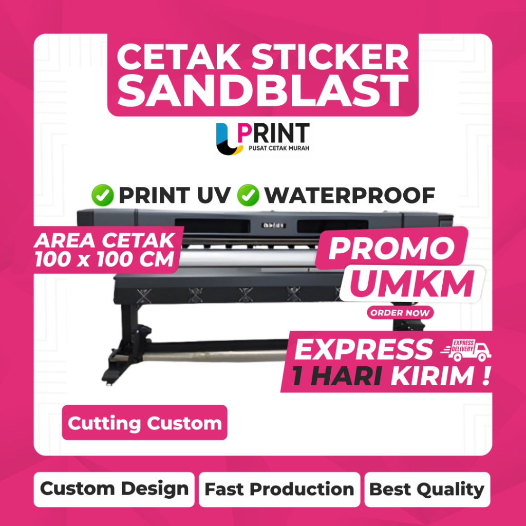 

CETAK STIKER CUSTOM METERAN UV BAHAN SANDBLAST