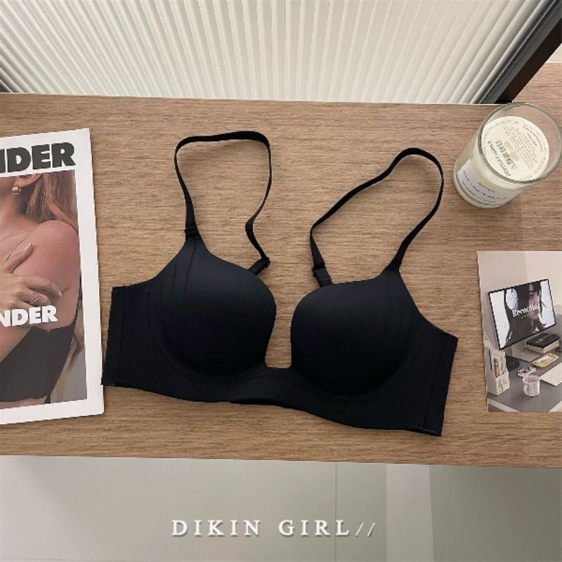 Nicky Bra Set Setelan Bra dan CD Celana Dalam Seamless BH Push Up tanpa kawat Gather Bra Double Push