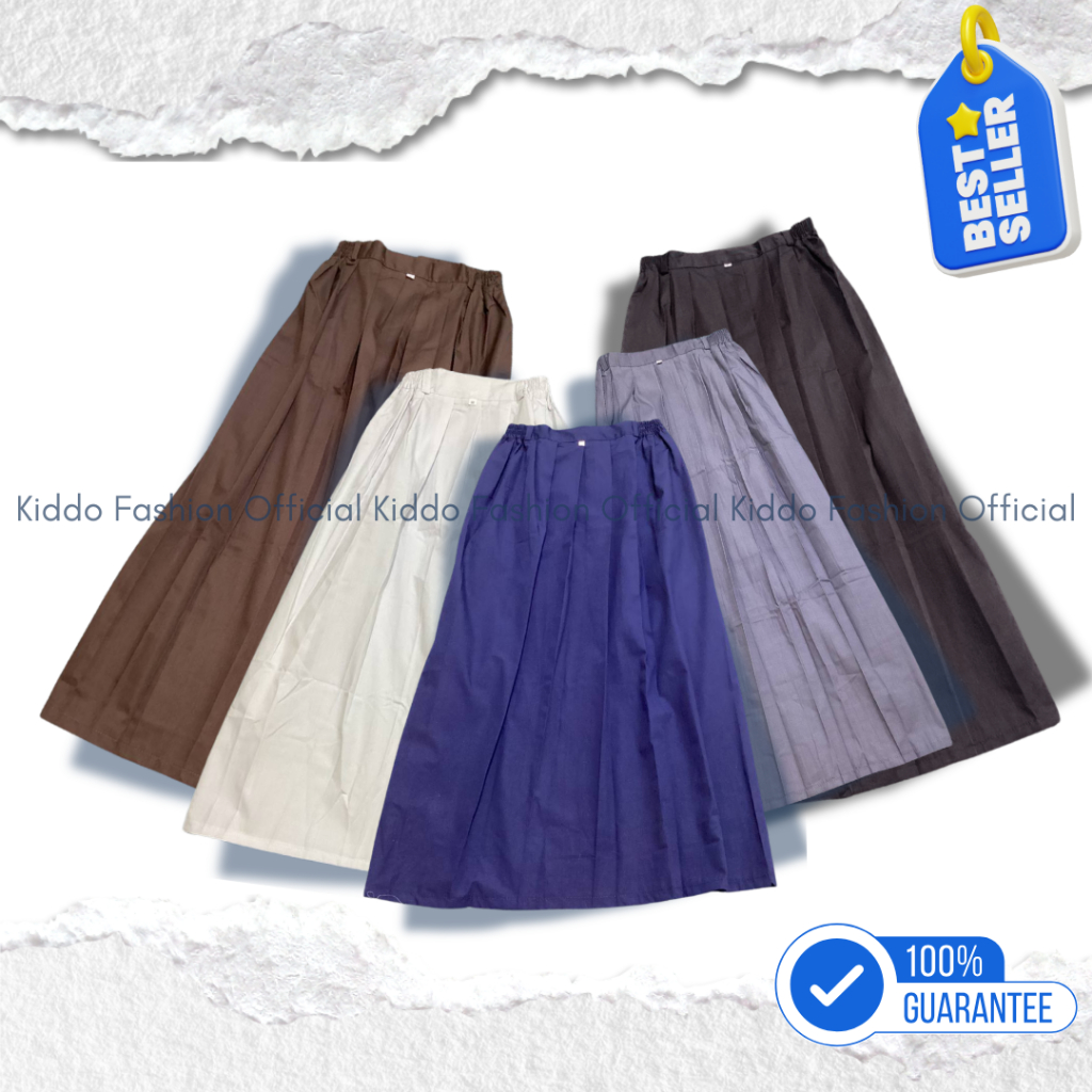 Rok Rempel Panjang SMP SMA SMK Kerja Putih Abu Hitam Cokelat Biru Tua Seragam Sekolah