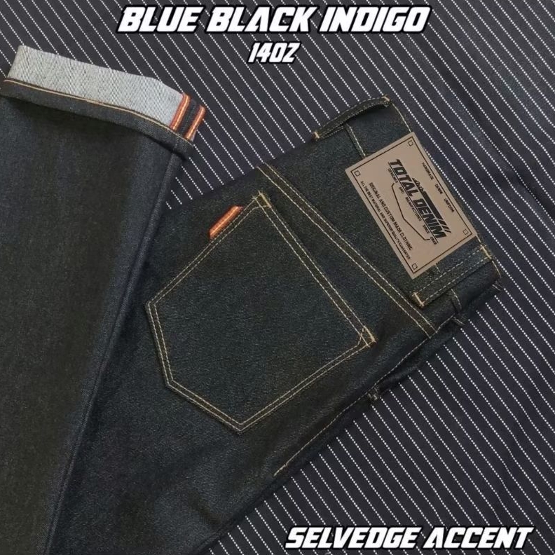 TOTAL DENIM selvedge accent raw blue black /celana denim jeans