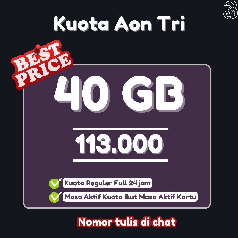 Kuota Aon Isi Ulang Paket Always On 40gb