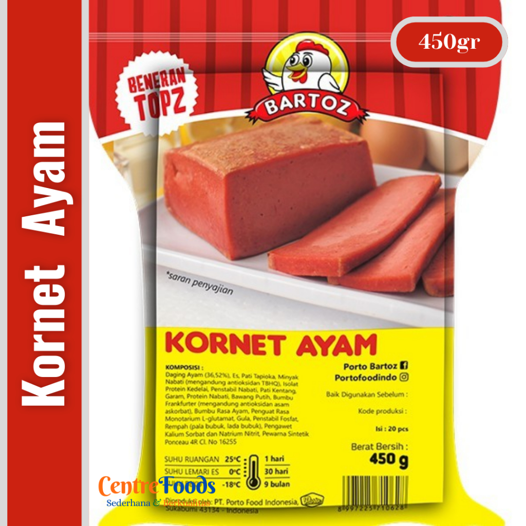 

Kornet Ayam - Chicken Corned BARTOZ | Isi 20 Pcs - 450gr [ Harga Per BKS ]
