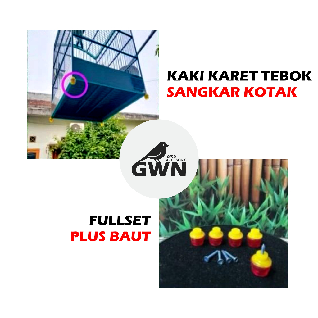 KAKI KARET ISI 4 SANGKAR BURUNG KOTAK SET TOPI