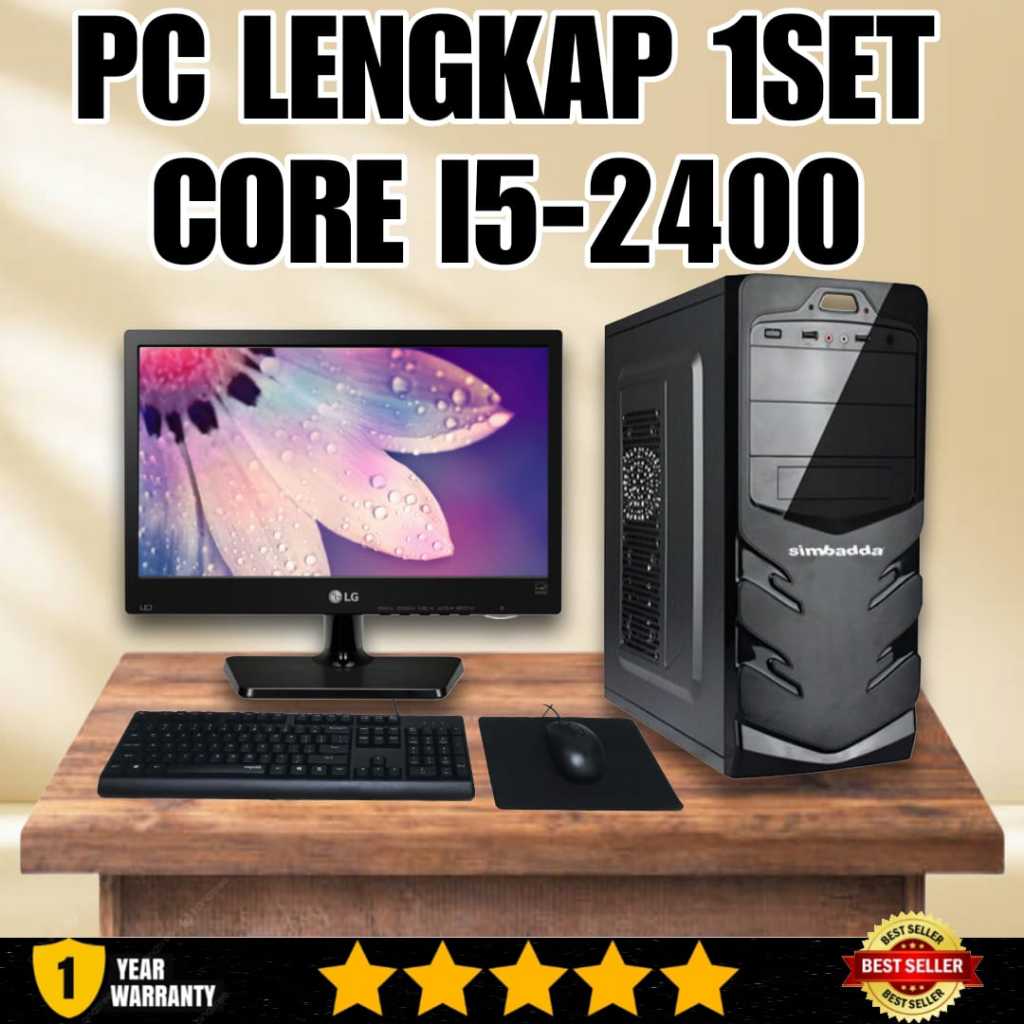 PC OFFICE CORE I5 RAM 8GB MONITOR 22INCI SSD HDD LENGKAP 1SET