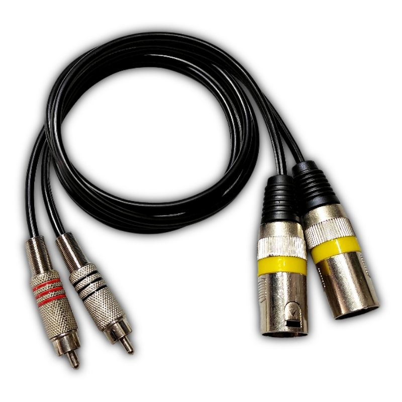Kabel Input Dobel 2-2 Jek RCA Besi To Jek XLR Canon Male Panjang 1 Meter