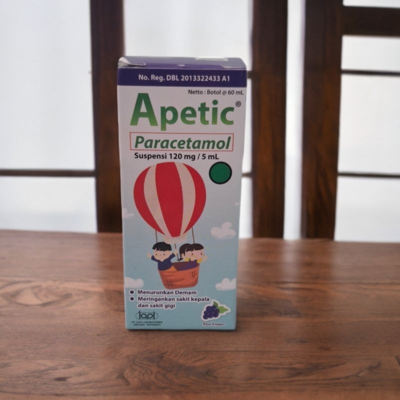 Apetic Suspensi 60 mL – Obat Penurun Demam & Pereda Nyeri Anak 2 - 6 Tahun Rasa Anggur