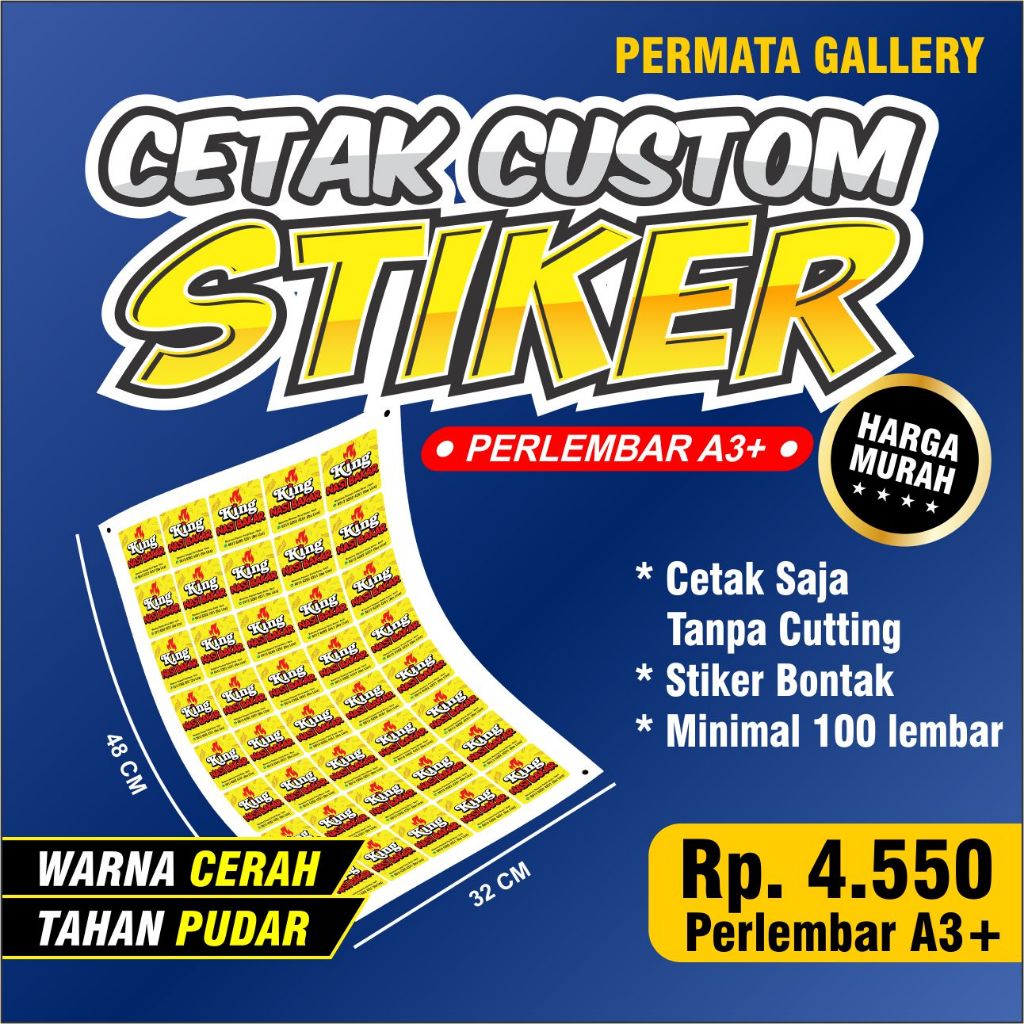 

CETAK STIKER CHROMO CUT A3 MURAH / CETAK STIKER LABEL KEMASAN MAKANAN MINUMAN ONLINESHOP MURAH