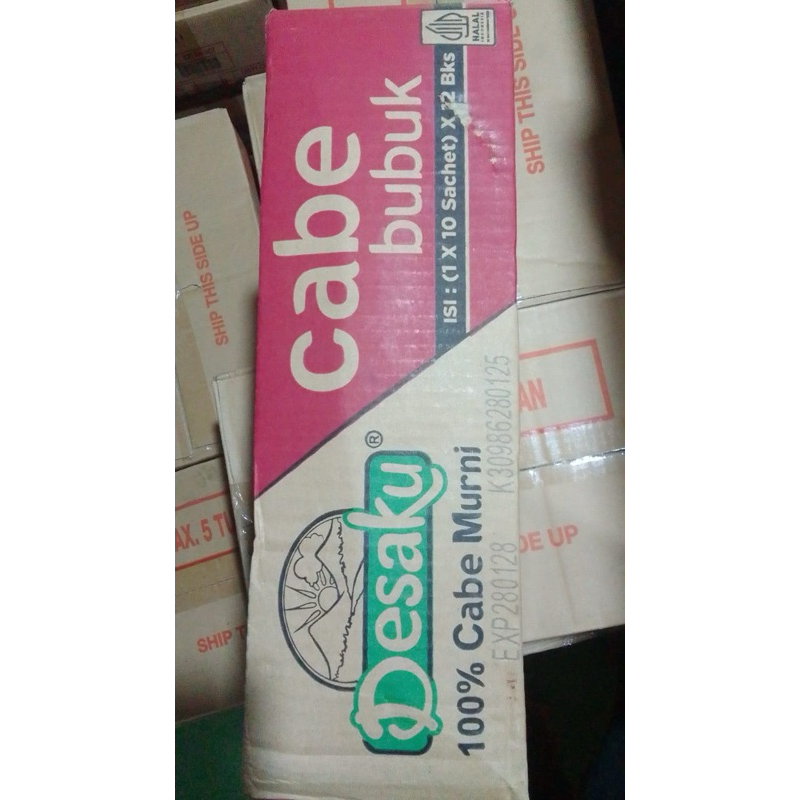 

Desaku Bumbu Cabe / Cabai Bubuk 1 Dus isi 120 pcs (1 x 10 sachet x 12 bungkus) per Karton