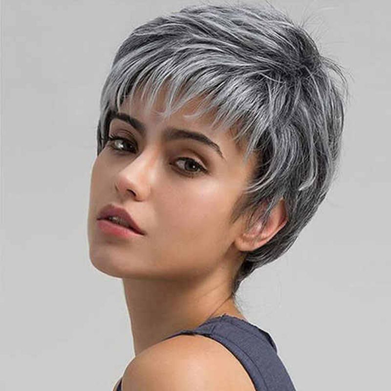 WIG WANITA PENDEK WIG SHORTY HAIR WIG WANITA SILVER EDITION WIG WANITA POPULER HAIR EXTENSION